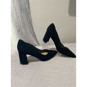 Marc Fisher black suede pump chunky 2” heel ladies SZ 6 1/2 so classy and comfor